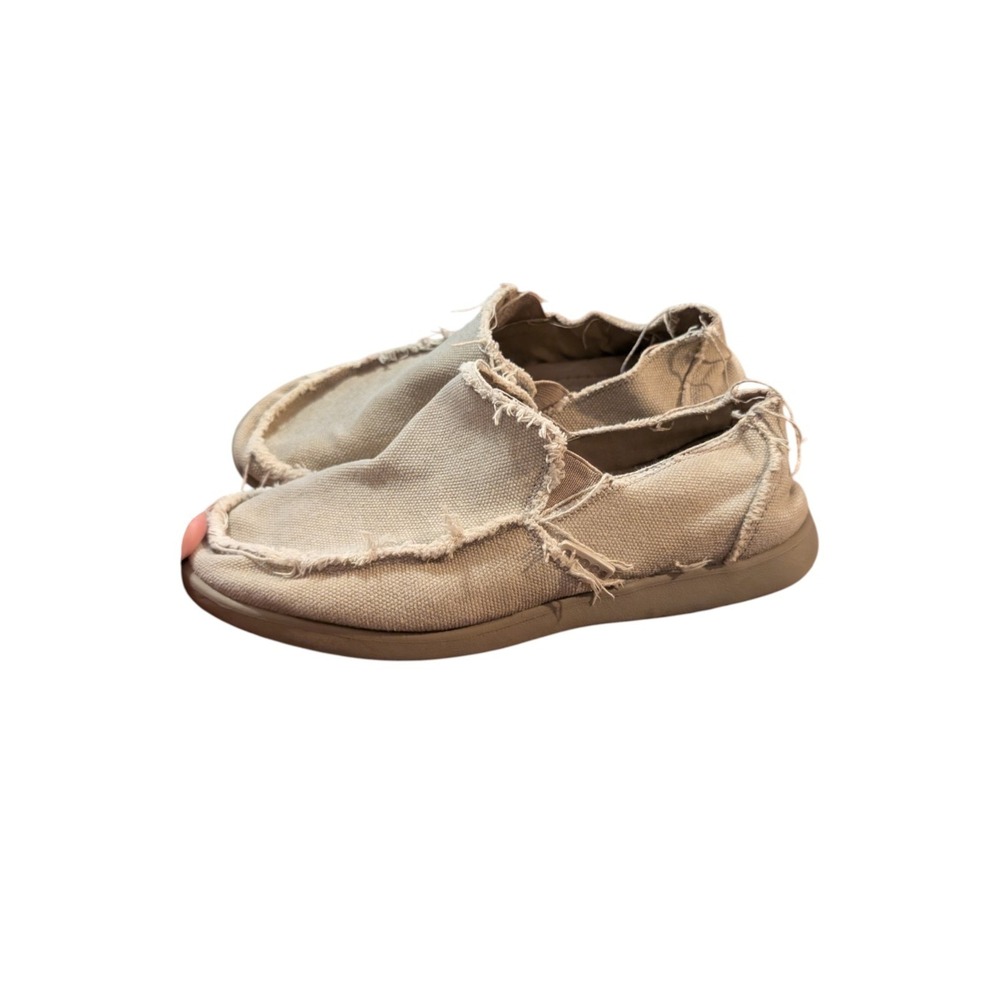 Crocs Santa Cruz Men's Size 9 Brown Loafers Frayed Canvas Slip-On Shoes